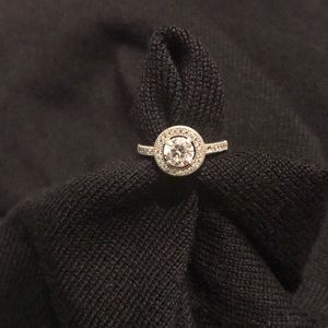 Crislu halo ring sterling and platinum
